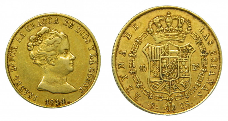 ESPAÑA. Isabel II (1833-1868). 1844 PS. 80 reales . Barcelona . (AC 711) 6,76 g ...