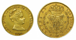 ESPAÑA. Isabel II (1833-1868). 1844 PS. 80 reales . Barcelona . (AC 711) 6,76 g Au. 
mbc
