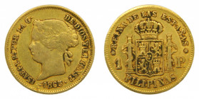 FILIPINAS. Isabel II (1833-1868). 1865 . 1 peso . Manila . (AC 829) 1,67 g Au.
mbc