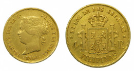 FILIPINAS. Isabel II (1833-1868). 1864 . 4 pesos . Manila . (AC 858) 6,76 g Au. 
mbc-