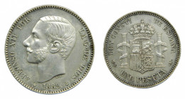 ESPAÑA. Alfonso XII (1874-1885). 1882 * 18-82 MSM. 1 peseta. Madrid (AC 20) 4,99 g AR. limpiada. insignificante marquita en cuello y frente. muy bonit...