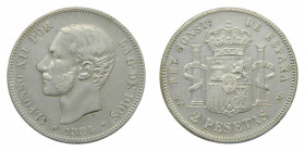 ESPAÑA. Alfonso XII (1874-1885). 1884 * 18-84 MSM. 2 pesetas. Madrid (AC 34) 9,9 g AR. 
mbc