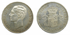 ESPAÑA. Alfonso XII (1874-1885). 1878 * 18-78 DEM. 5 pesetas. Madrid (AC 39) 25,2 g AR
ebc+