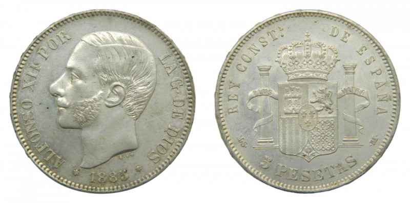 ESPAÑA. Alfonso XII (1874-1885). 1885 * 18-87 MSM. 5 pesetas. Madrid (AC 62) 25,...