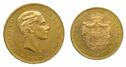 ESPAÑA. Alfonso XII (1874-1885). 1880 * 18-80 MSM. 25 pesetas. Madrid (AC 79) 8,09 g Au. Brillo original.
sc-