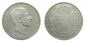 FILIPINAS. Alfonso XII (1874-1885). 1882 . 50 centavos de peso. Manila (AC 118) 12,68 g AR
mbc-