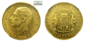 FILIPINAS. Alfonso XII (1874-1885). 1882 . 4 pesos. Manila (AC 127 ) NGC MS 65. nº 2791106-006. Brillo original, muy rara en esta conservación. Ex vic...