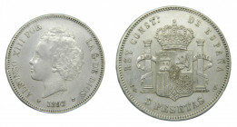 ESPAÑA. Alfonso XIII (1886-1931). 1893 *18-93. PGV. 5 pesetas . Madrid. (AC 103). 24,89 g. AR.
mbc