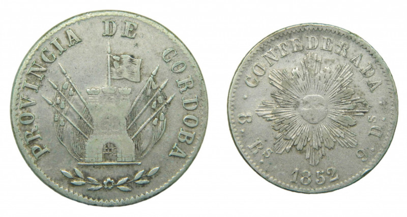 Argentina 8 reales 1852 (km#32) Provincia de Cordoba. 26,30 g AR. 
mbc-