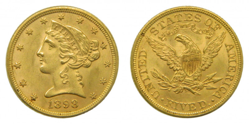 Estados Unidos. 5 dolares. 1898 (km#101) Coronet Head. 8,36 g Au.
mbc