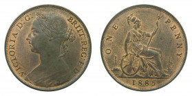 Gran Bretaña. Penny 1885 (km#749.3) Victoria . Bronce bonito color 
ebc+