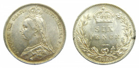 Gran Bretaña. 6 six pence 1888. (km#760) Victoria 
mbc+