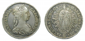 Hungria Thaler 1742 KB. Maria Teresa (km#328.3)(Dav-1125) 28,8 g AR. Patrona Hungria. 
ebc-