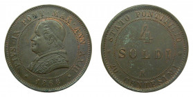 Estados Italianos. Papal States. 4 Soldi 1868 XXIII R. 20 Centesimi. Pivs IX (km#1374)19,54 g copper.
mbc+