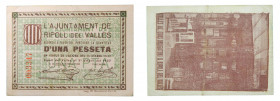 CATALUNYA 1 pesseta Ajuntament de RIPOLL DEL VALLES. 1937. AT-2137
mbc+