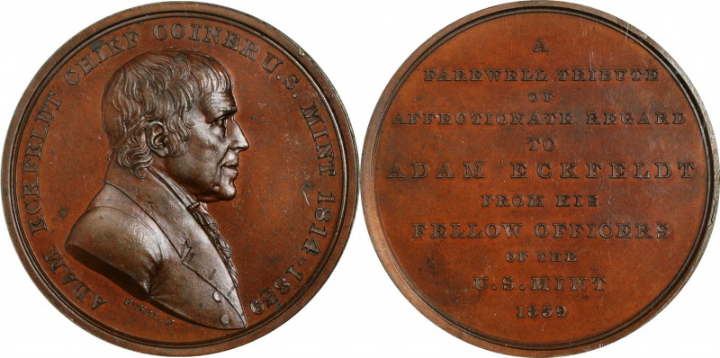 Mint and Treasury Medals

"1839" Adam Eckfeldt Retirement Medal. By Moritz Fur...