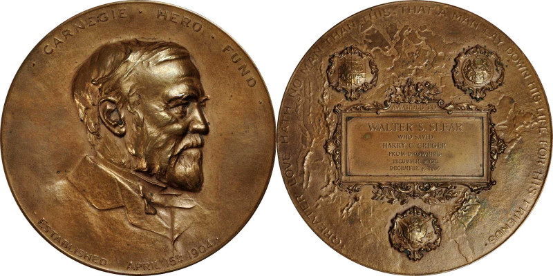 Life Saving Medals

1906 Carnegie Hero Fund Medal. Bronze. Mint State, Graffit...