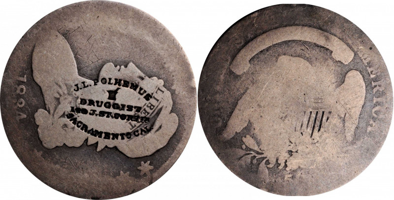 Counterstamps

California--Sacramento. J.L. POLHEMUS / (mortar and pestle) / D...