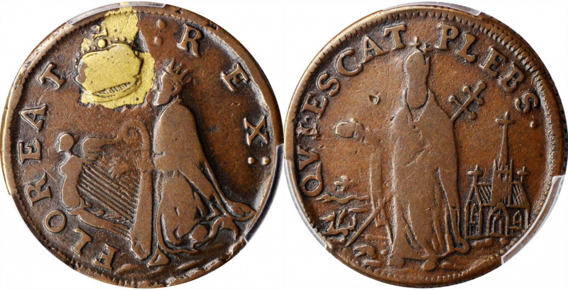 St. Patrick Farthing

Undated (ca. 1652-1674) St. Patrick Farthing. Martin 1c....