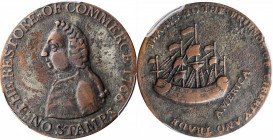 Pitt Halfpenny Token

1766 Pitt Halfpenny Token. Betts-519, W-8350. Silvered. VF Details--Environmental Damage (NGC).

85.8 grains. An overall ple...