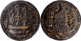 Rhode Island Ship Medal

"1778-1779" (ca. 1780) Rhode Island Ship Medal. Betts-562, W-1730. Without Wreath Below Ship. Brass. AU-50 (PCGS).

152.6...