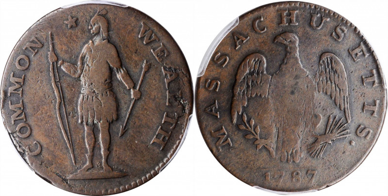 Massachusetts Cent

1787 Massachusetts Cent. Ryder 8-G, W-6160. Rarity-6+. Arr...