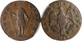 Massachusetts Cent

1788 Massachusetts Cent. Ryder 6-N, W-6240. Rarity-3-. No Period After MASSACHUSETTS. VF-35 (PCGS).

161.6 grains. Medium gold...