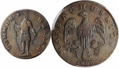 Massachusetts Cent

1788 Massachusetts Cent. Ryder 11-F, W-6310. Rarity-5-. Slim Indian, Period After MASSACHUSETTS. VF Details--Cleaned (PCGS).

...