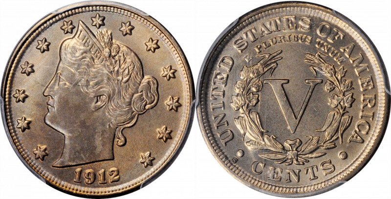 Liberty Head Nickel

1912-S Liberty Head Nickel. MS-65+ (PCGS).

Lustrous sa...