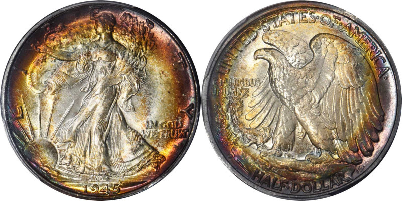 Walking Liberty Half Dollar

Vividly Toned Superb Gem 1945-D Half Dollar

Ti...