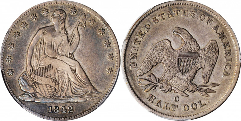 Liberty Seated Half Dollar

1842-O Liberty Seated Half Dollar. W-2. Rarity-5. ...