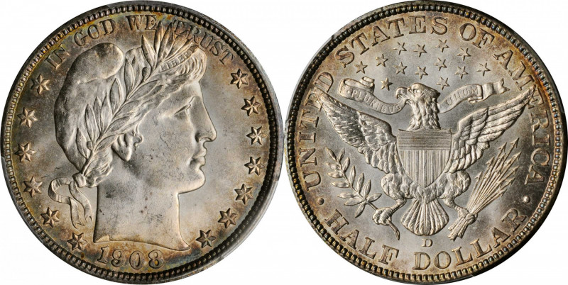 Barber Half Dollar

1908-D Barber Half Dollar. MS-65 (PCGS). CAC.

A periphe...