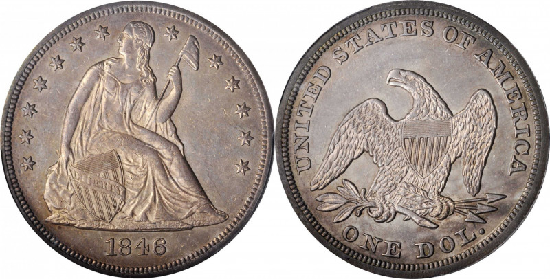 Liberty Seated Silver Dollar

1846 Liberty Seated Silver Dollar. OC-2. Rarity-...