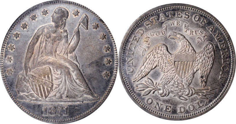 Liberty Seated Silver Dollar

1871 Liberty Seated Silver Dollar. OC-7. Rarity-...