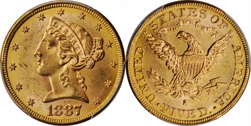 Liberty Head Half Eagle

1887-S Liberty Head Half Eagle. MS-64 (PCGS).

Exce...