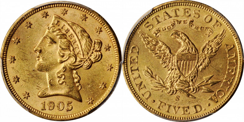 Liberty Head Half Eagle

1905-S Liberty Head Half Eagle. MS-62 (PCGS).

Lust...