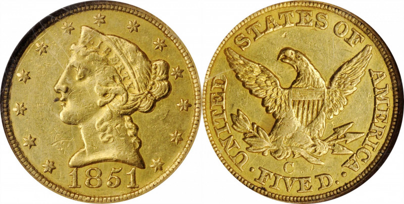 Liberty Head Half Eagle

1851-C Liberty Head Half Eagle. Winter-2. AU-55 (NGC)...