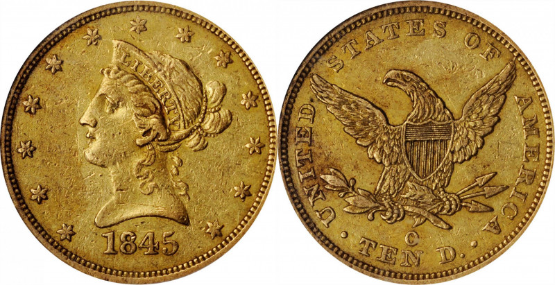 Liberty Head Eagle

1845-O Liberty Head Eagle. AU-50 (NGC).

Plenty of satin...