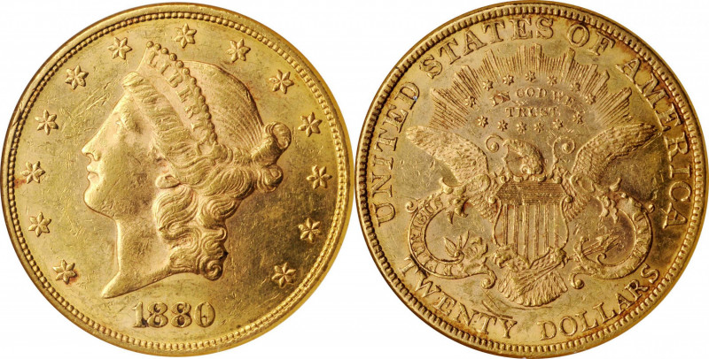 Liberty Head Double Eagle

1880 Liberty Head Double Eagle. AU-58 (NGC).

Viv...