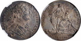Franco-American Jetons

1777 France Prepares to Aid America Jeton. Betts-558, F-903, Die 1-A. Silver. Reeded Edge. MS-62 (NGC).

28.4 mm. 110.9 gr...