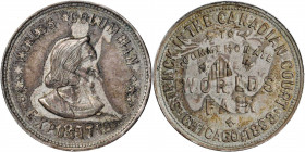 Columbiana

1893 World's Columbian Exposition Medal overstruck on an 1857 Liberty Seated Quarter. Eglit-216, Rulau-X36A. Silver. Extremely Fine.

...