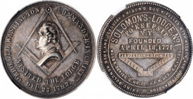 Washingtoniana

"1782" (ca. 1878) Solomon's Lodge Po'keepsie Medal. By George Hampden Lovett. Musante GW-951, Baker-304. Silver. MS-62 (NGC).

35 ...