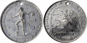 Washingtoniana

1883 Washington Refusing the Crown Medal. Musante GW-1001, Baker S-456. White Metal. MS-61 (NGC).

27 mm. Pierced for suspension....