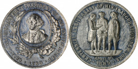 Washingtoniana

1889 Washington Taking the Oath Medal. By William H. Key. Musante GW-1134, Douglas-48. White Metal. MS-60 DPL (NGC).

51 mm.

Es...