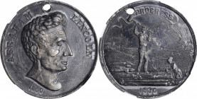 Lincolniana

1860 Abraham Lincoln Campaign Medal. Cunningham 1-110, King-10, DeWitt-AL 1860-10, var. Silvered Lead. AU-55 (NGC).

38 mm. Holed for...