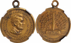 Lincolniana

"1865" Abraham Lincoln Martyr for Liberty Mortuary Medal. Cunningham 9-640B, King-283. Brass. AU-58 (NGC).

20.5 mm.

Estimate: 150