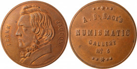 Augustus B. Sage Medals

Undated (1859) Sage's Numismatic Gallery -- No. 5, Frank Jaudon. Original. Bowers-5b. Die State I. Copper. Plain Edge. Mint...