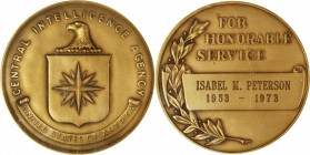 Military and Civil Decorations

1973 Central Intelligence Agency Honorable Service Medal. Bronze. Mint State.

74 mm. Obv: CIA shield with inscrip...