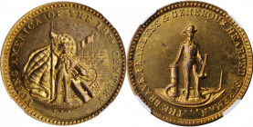 Police and Firemen

Undated (1860s) Young America Fireman's Medal. Brass. MS-64 (NGC).

30 mm. Obv: Boy holding standard with American flag on ram...