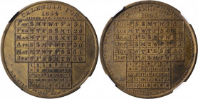 Miscellaneous Medals

New York--New York. 1853-1854 J.B. Hyde Calendar Medal. Brass. MS-63 (NGC).

34 mm.

Estimate: 100